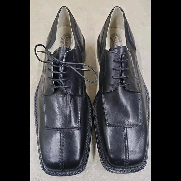 Norman Koel Black Leather Made In Italy New Size 10 - Picture 1 of 8